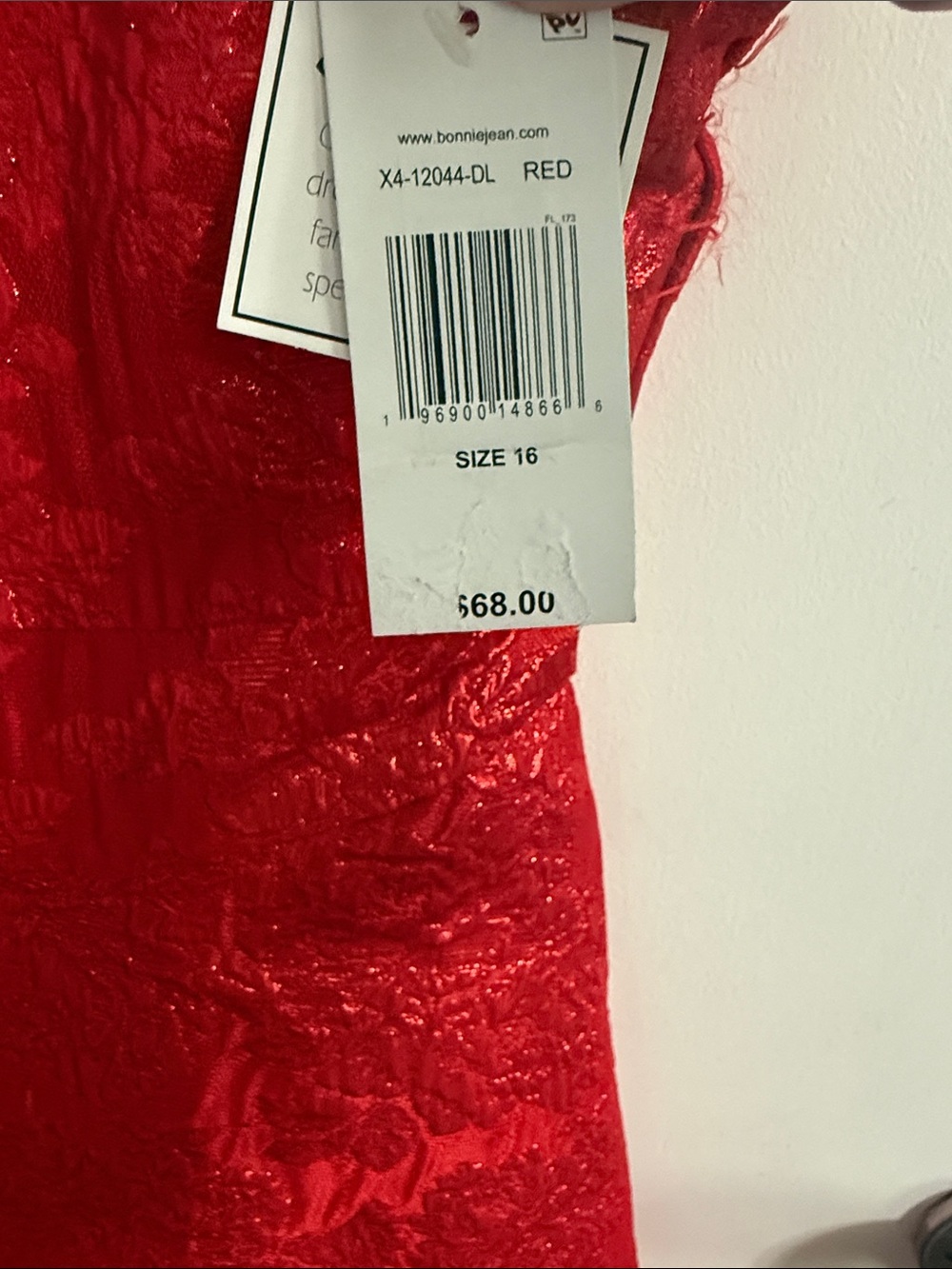 Rare Editions Red Textured Jewel-Neck Party Dress - Picture 2 of 6